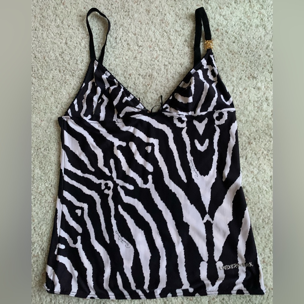 COPY - Sexy tank top with stripes w logo of Roberto Cavalli